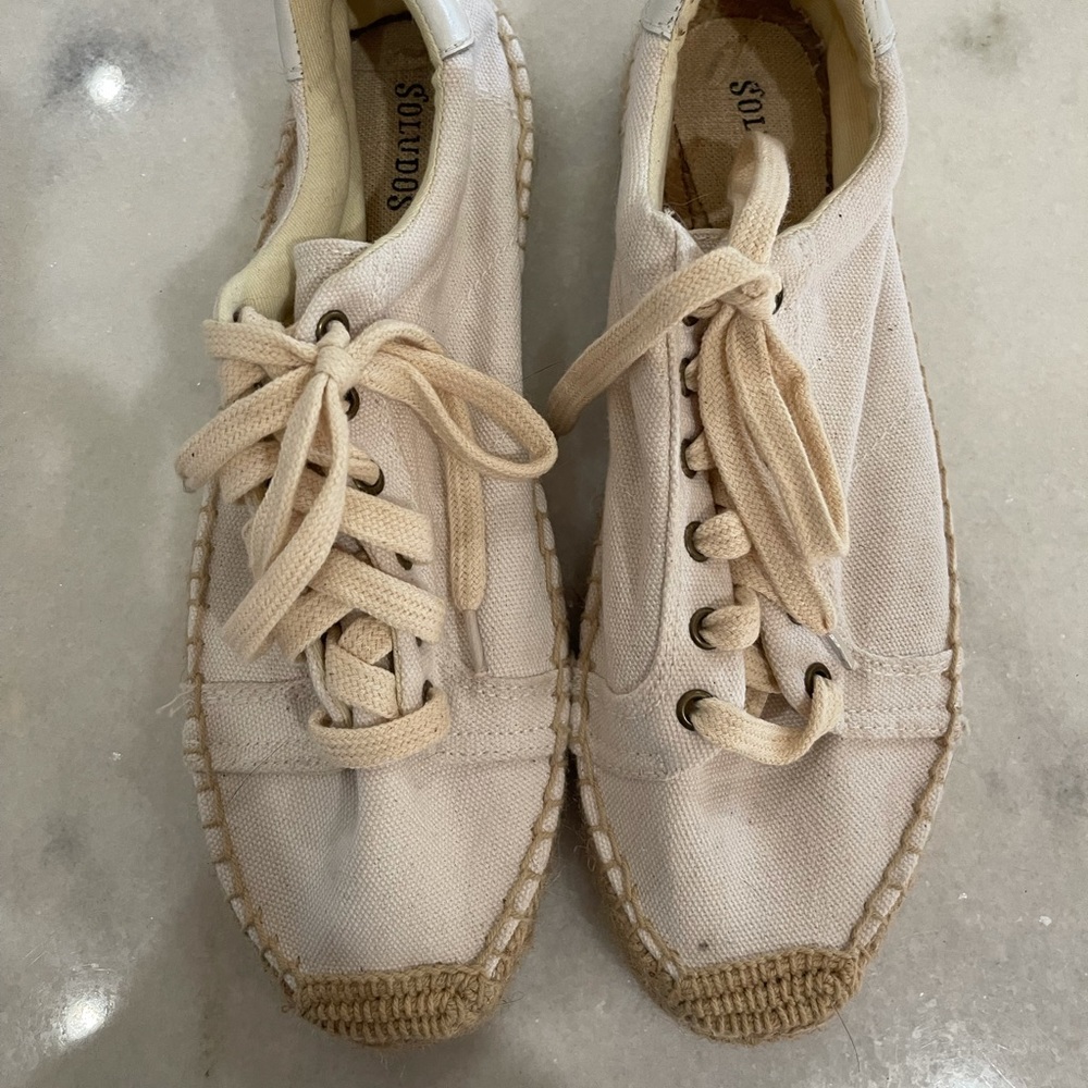 Soludos White Platform Espadrilles